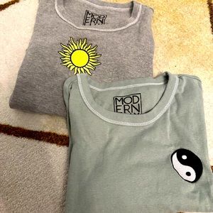 Moon And Sun Cropped Shirts
